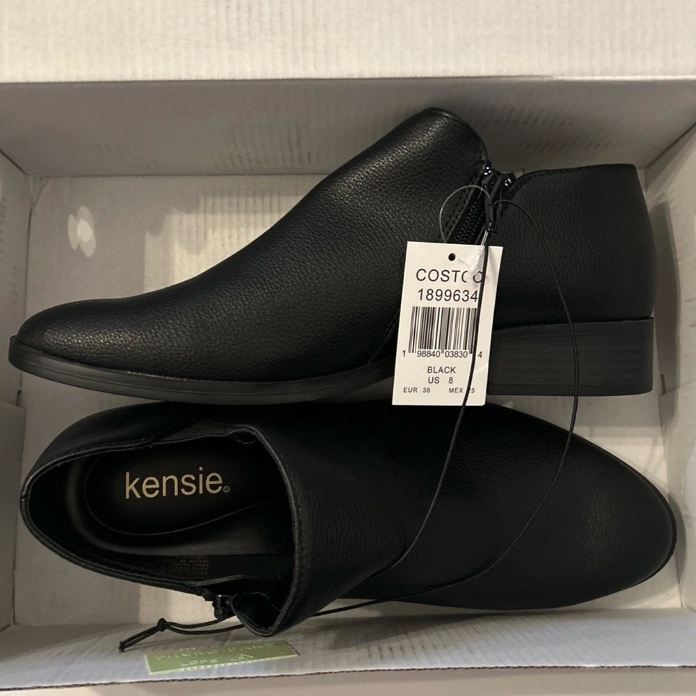 Kensie Sammy Black Ankle Boots Women’s Size 8 Faux Leather Zip New in Box